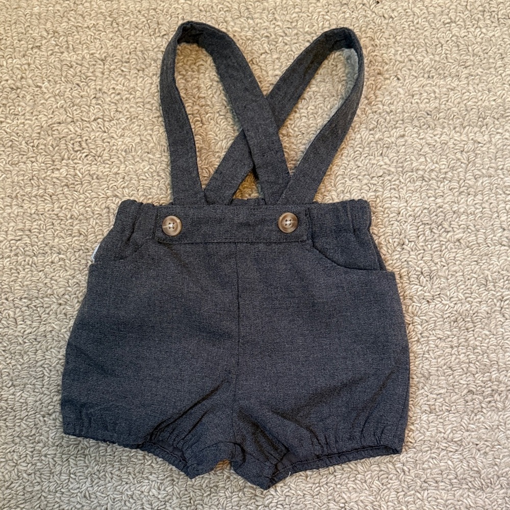 NWOT Boboli Charcoal Suspender Shorts